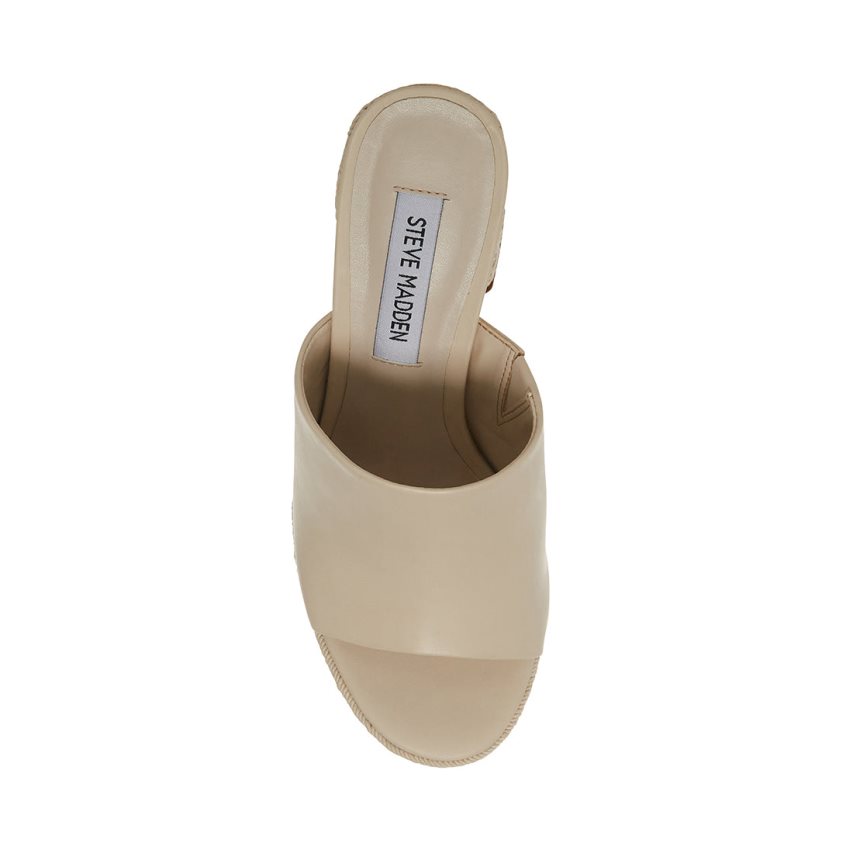 Beige Steve Madden Darby Leather Women's Mules | PH 7365YIL